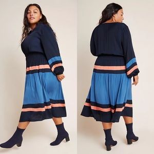 Anthropologie Aidy Colorblocked Midi Dress